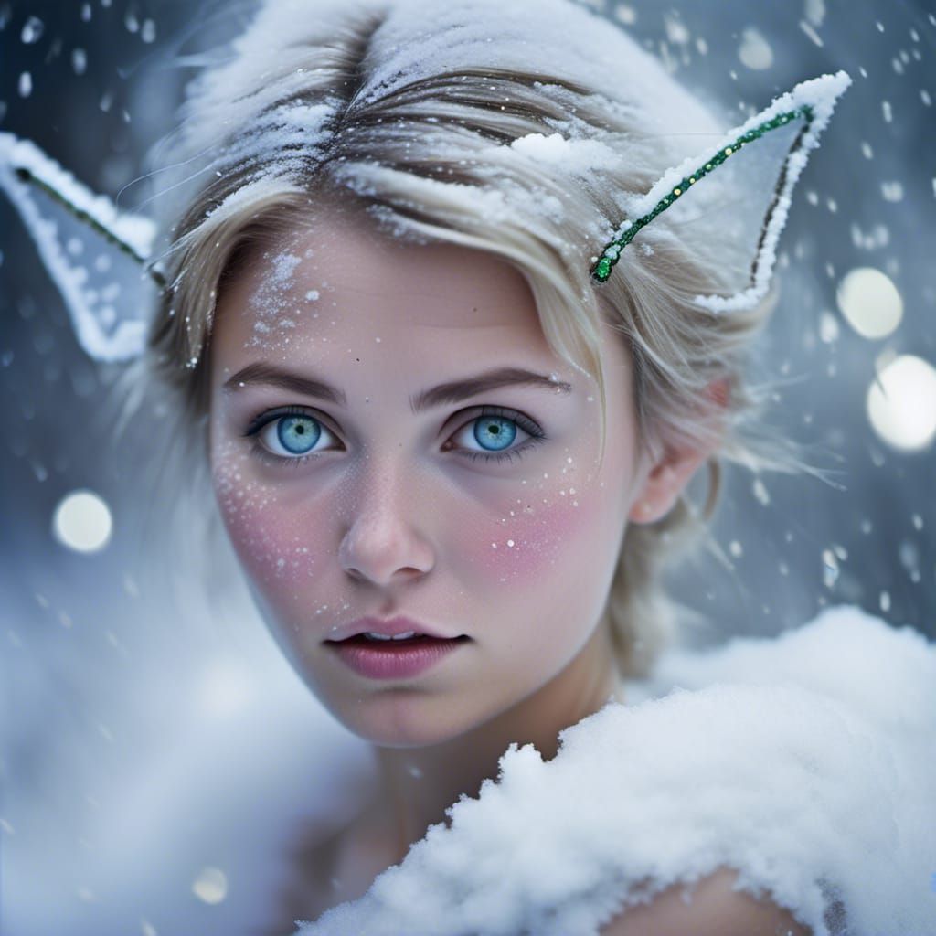 Snow Fairy Village Portrait with Bokeh