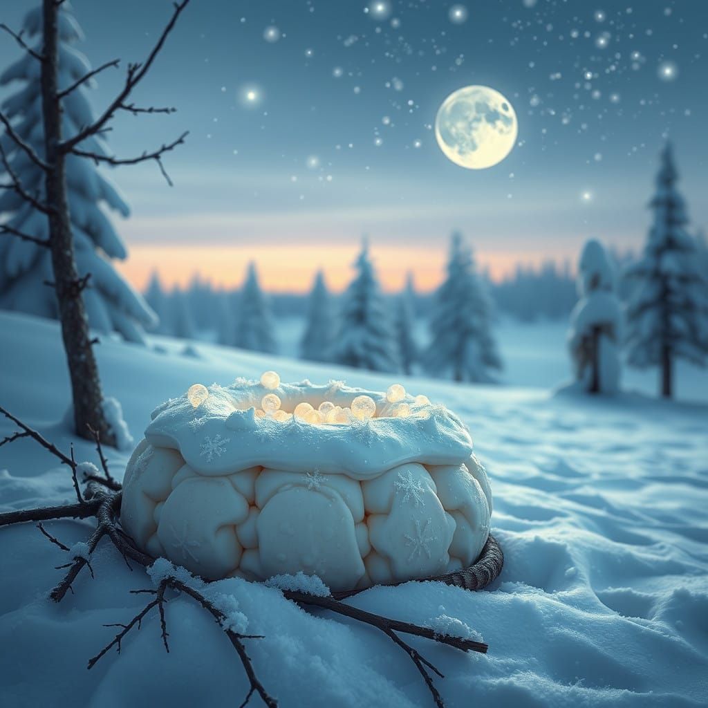 Celestial Winter Solstice Scene in Vibrant Colors