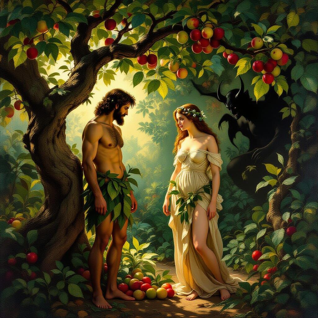 Adam and Eve in the Garden of Eden, Baroque Style