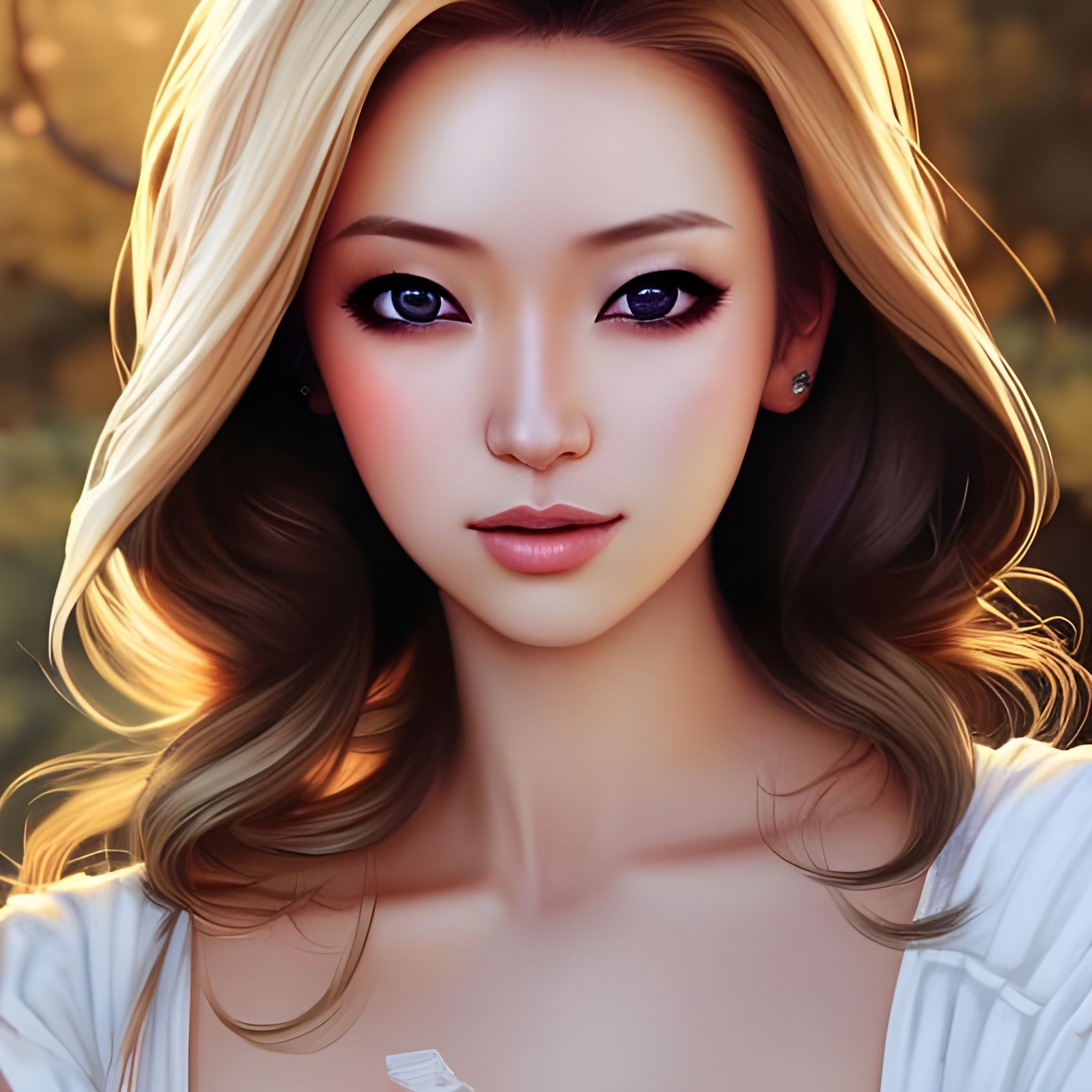 Blonde Woman Portrait, Detailed Digital Art