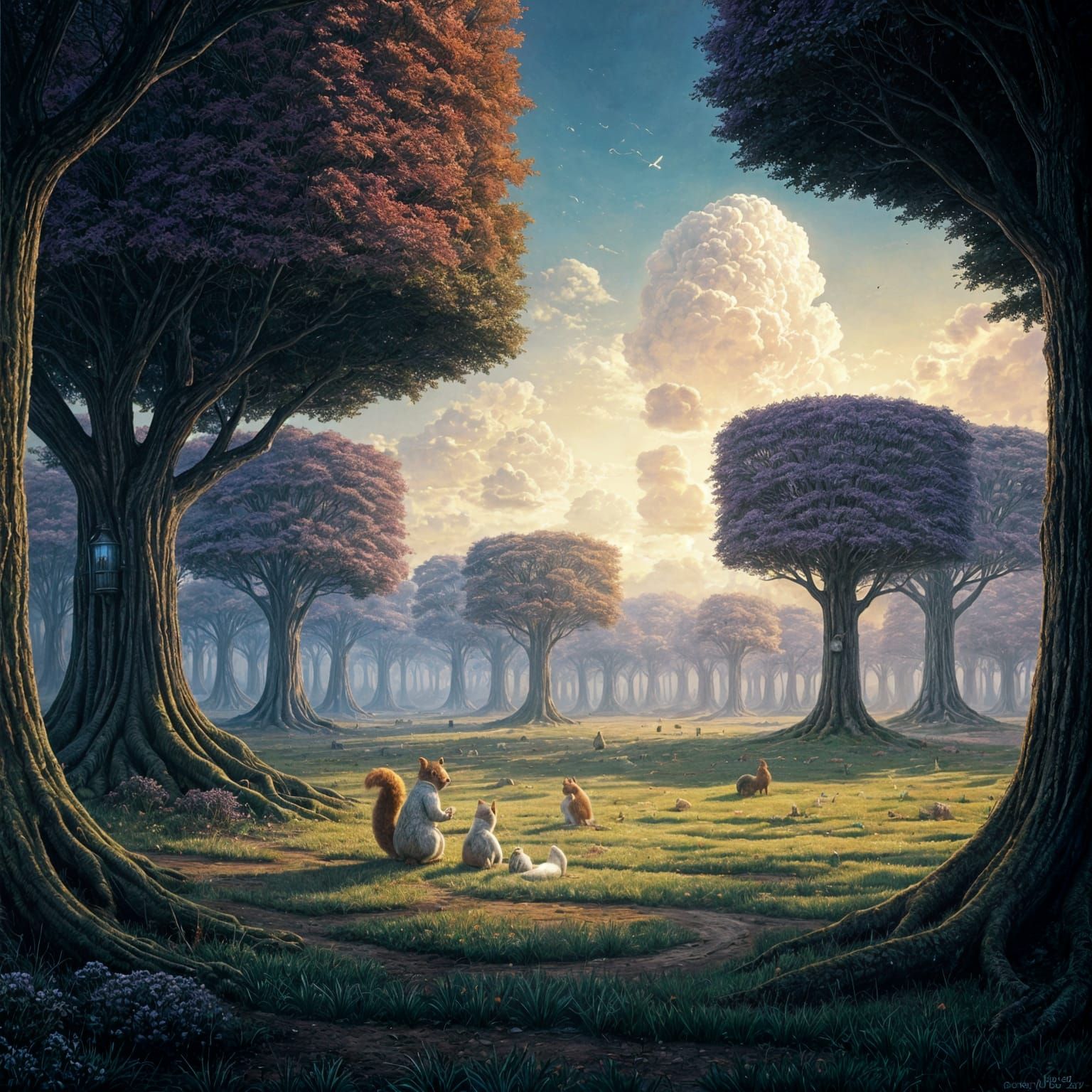 Bizarre Square-Shaped Surreal Landscape in Hyperdetailed Gou...