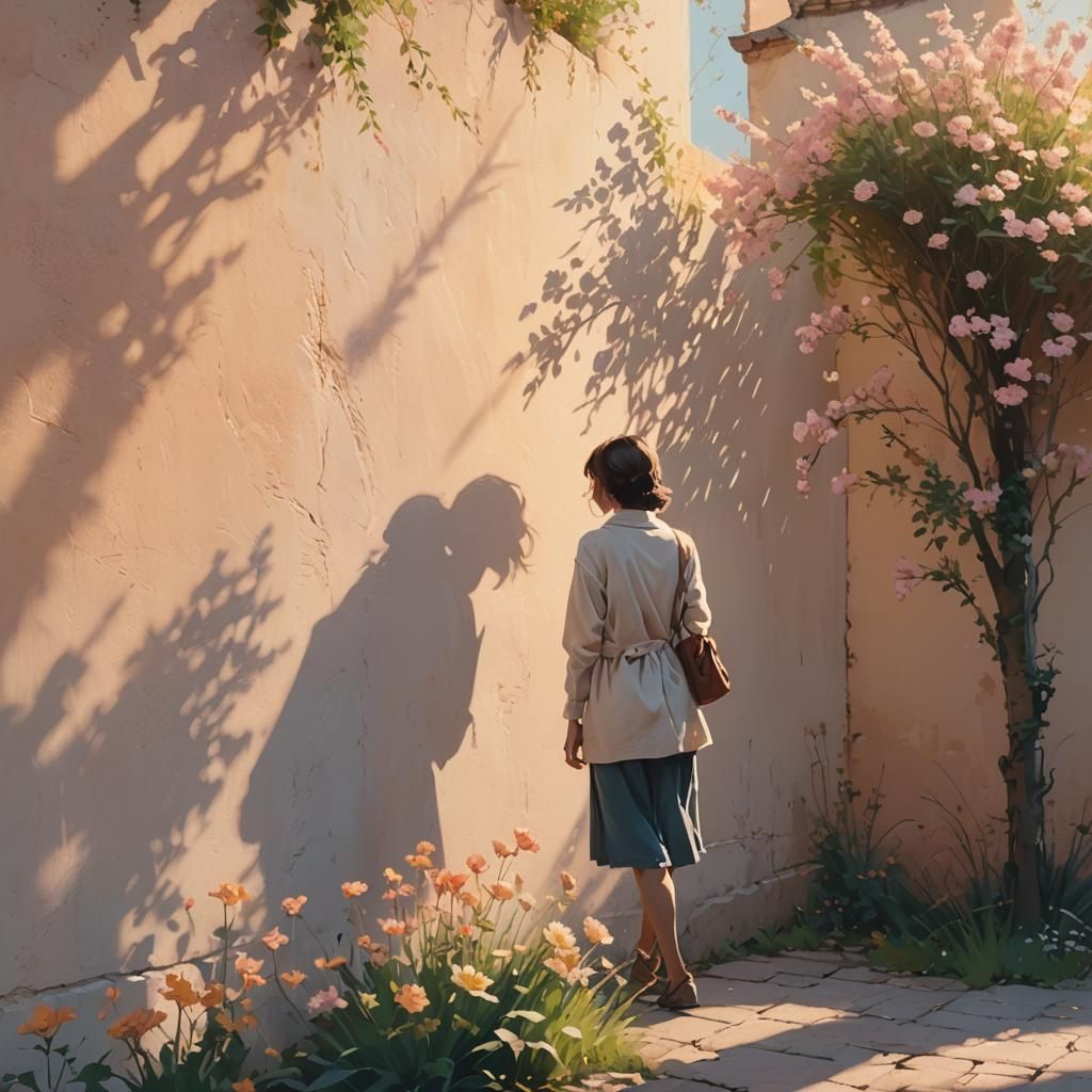 Shy one, walking by the wall