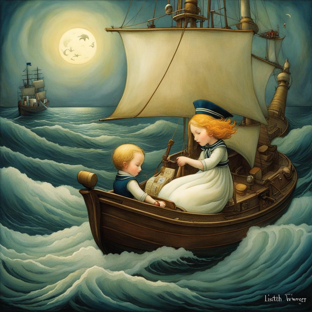 Sailor at Sea: Storybook Illustration
