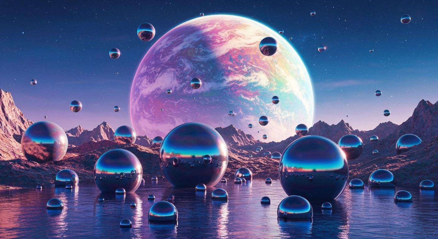 Iridescent Spheres in Surreal Cosmic Landscape