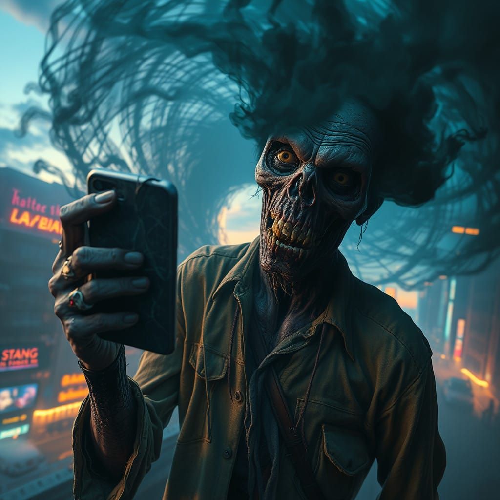 Grotesque Zombie Trapped in Urban Vortex