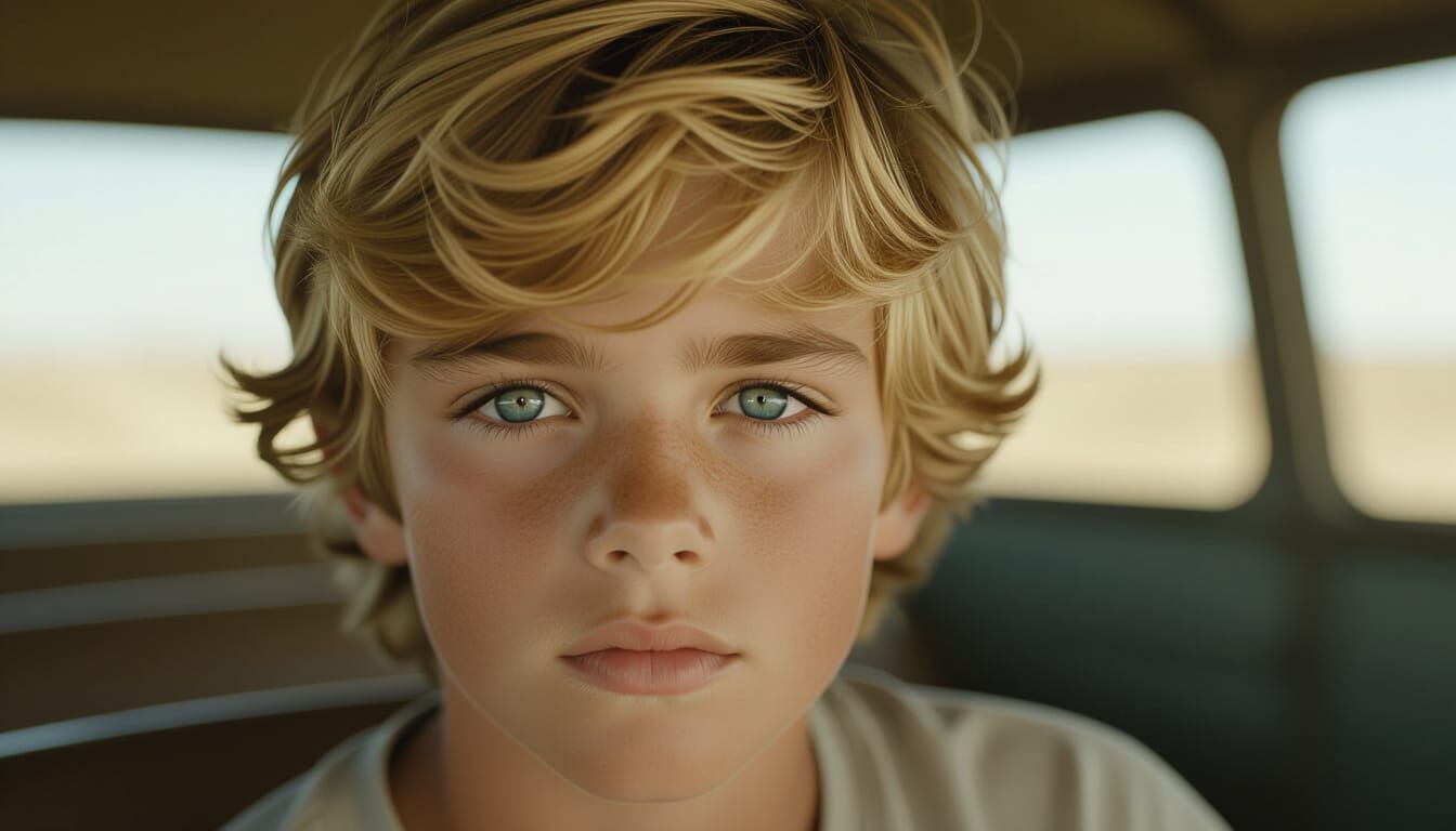 Beautiful Blond Boy Portrait with Cinematic Lighting