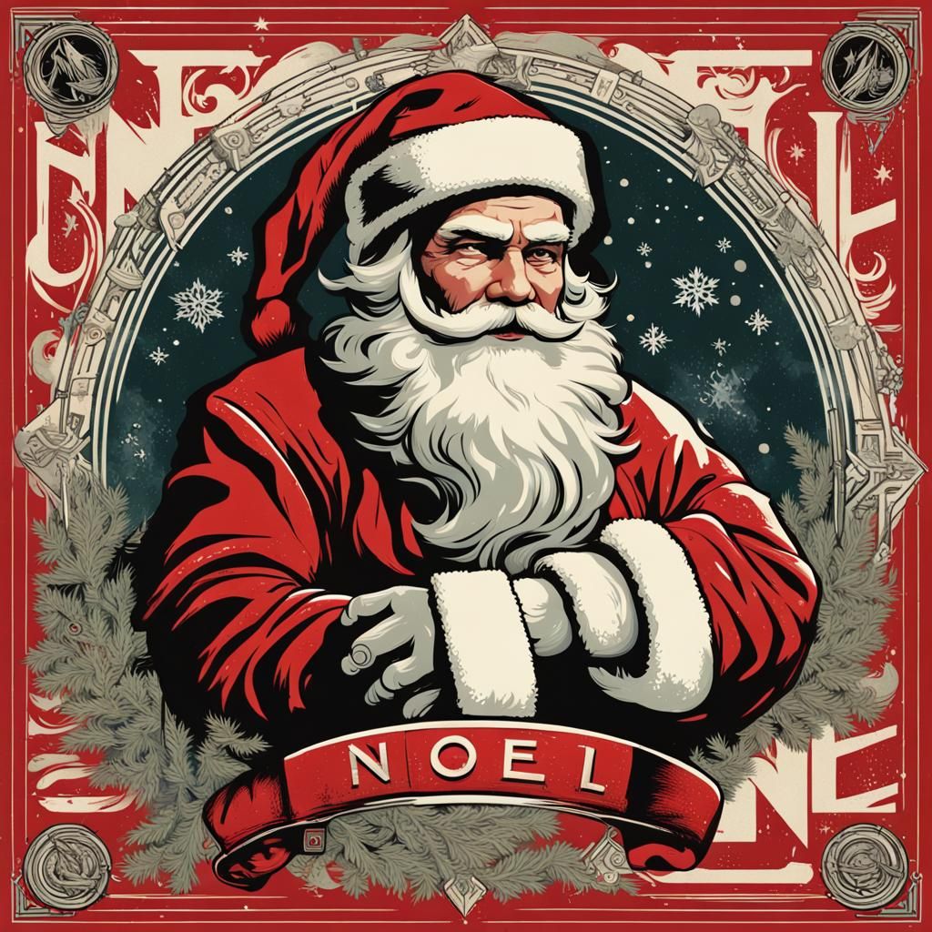 Santa Claus Print in Obey Art Style