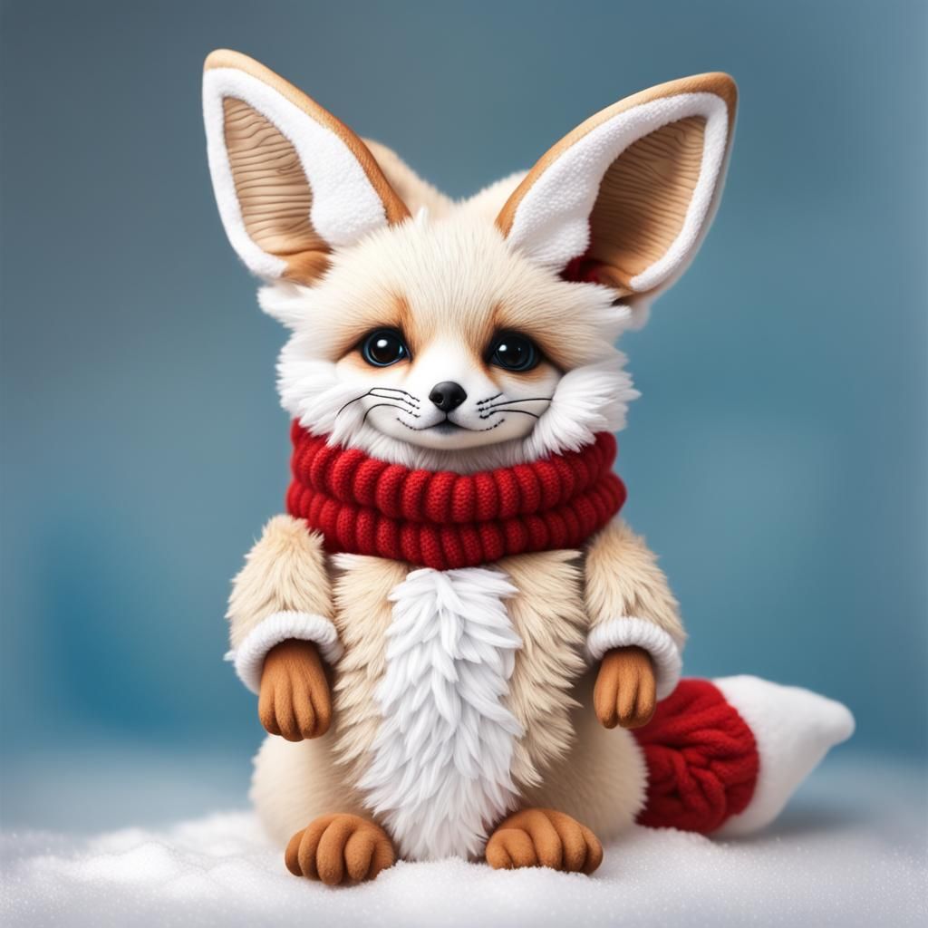Hyperrealistic Fox as Snowman with Christmas Decor