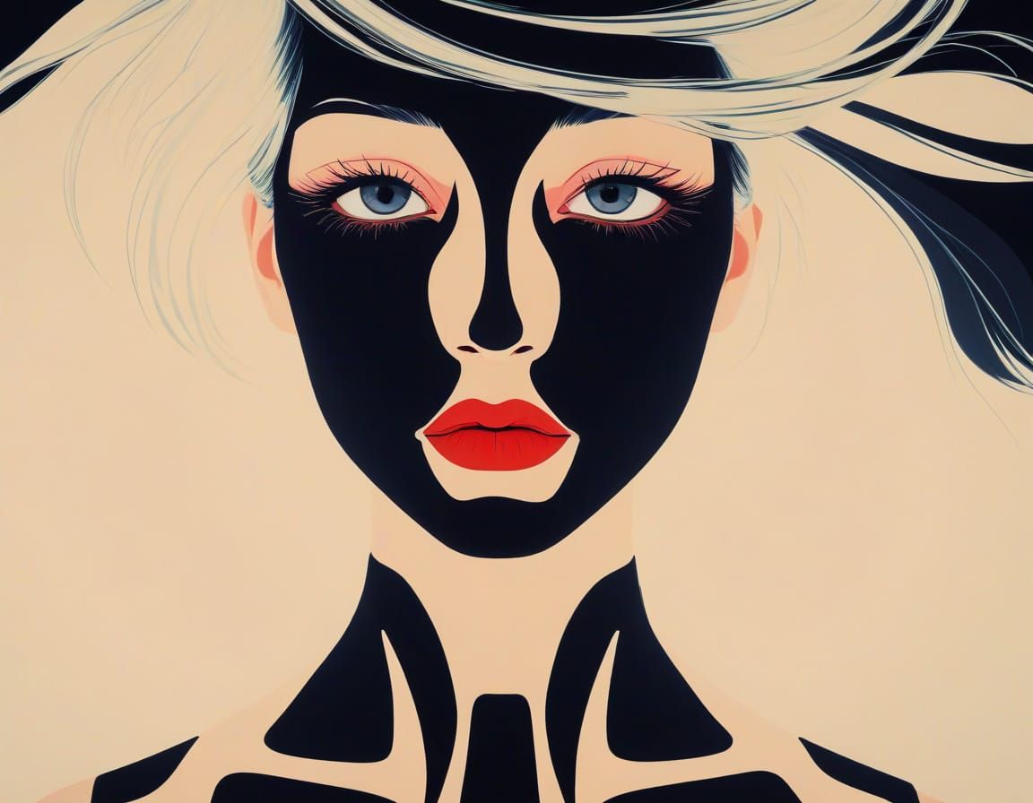 Feminine Figure in Pop Art Comic Cartoon Style