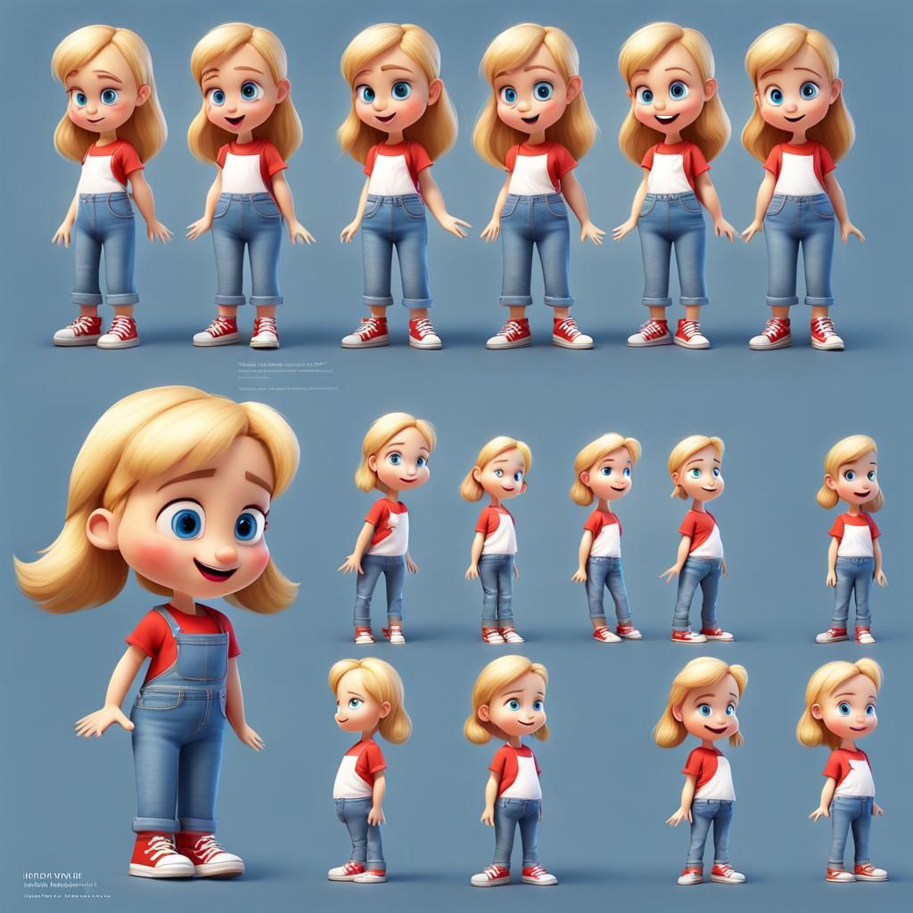 Cute Girl Character in Pixar Nintendo Style