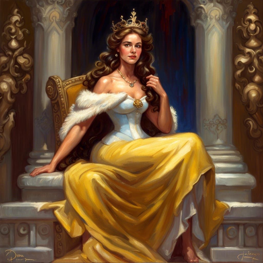 Olympian Goddess Belle on Marble Throne