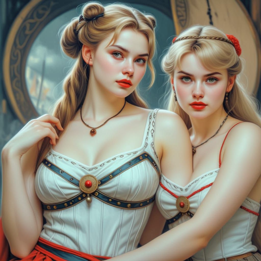 Viking Woman Portrait With Vibrant Colors