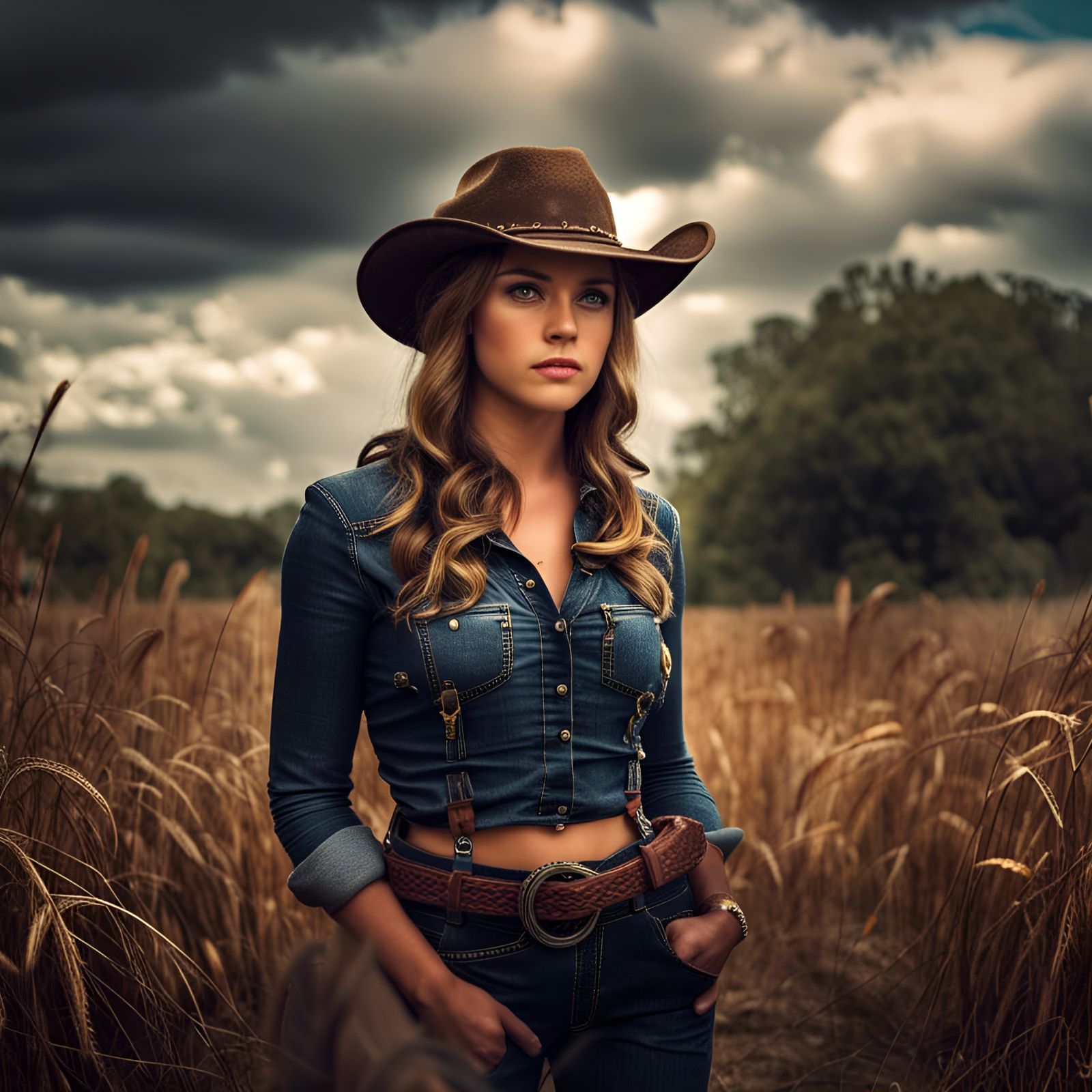 Hyperrealistic Portrait of a Country Girl in Love