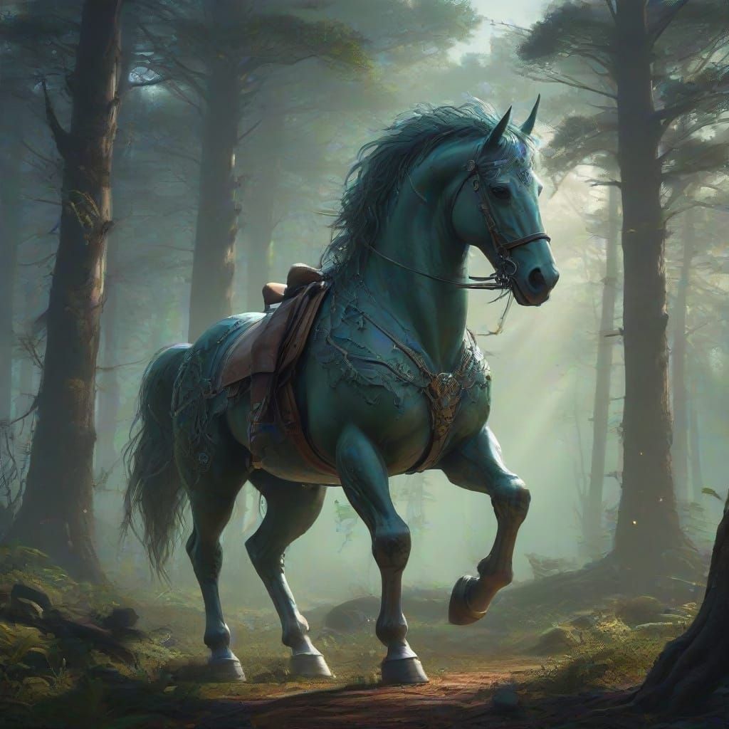 Majestic Centaur Male in Moonlit Mystical Forest