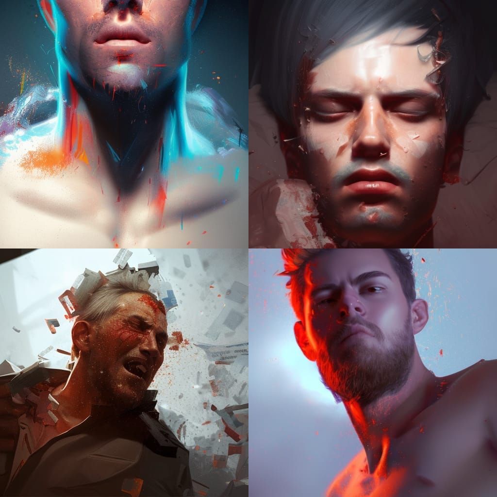 Embarrassed Man Waking Up: Hyperrealistic Portrait