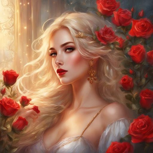 Beautiful Tatar Girl Portrait in Gothic Rose Room