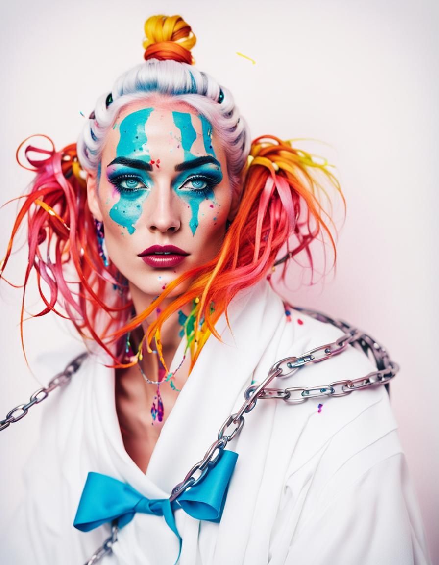 Dreamlike Retro Portrait of Woman in Confetti