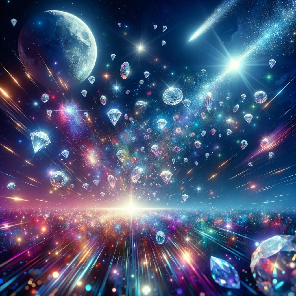 Neon Diamond Celestial Ballet Under Moonlight