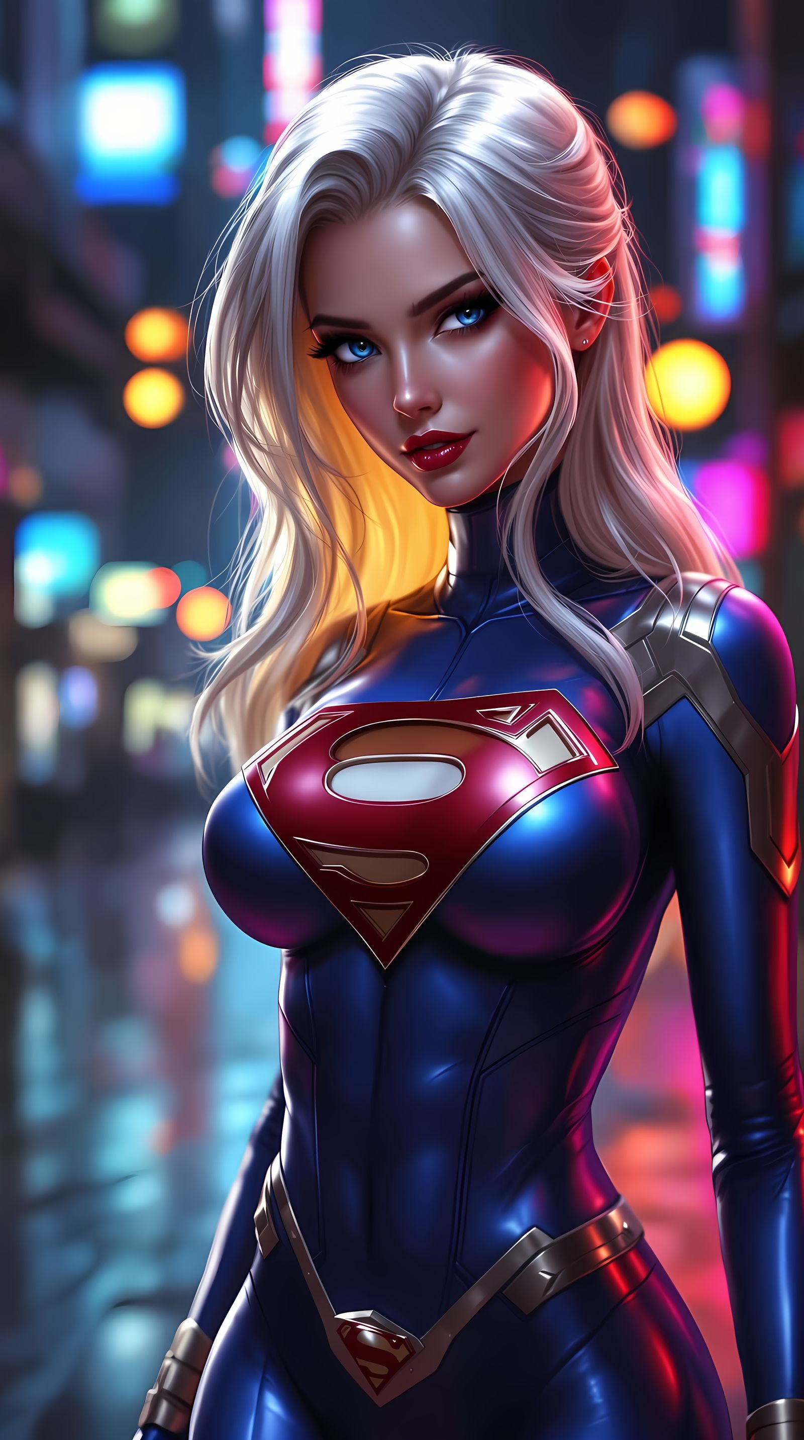 Anime-Style Superheroine in Modern Cityscape