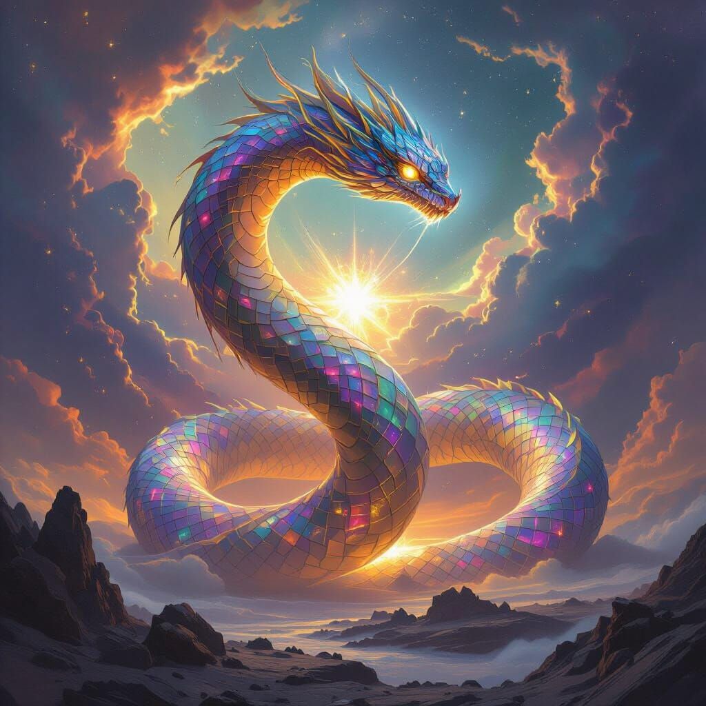 Bioluminescent Serpent Coils Around Dying Star