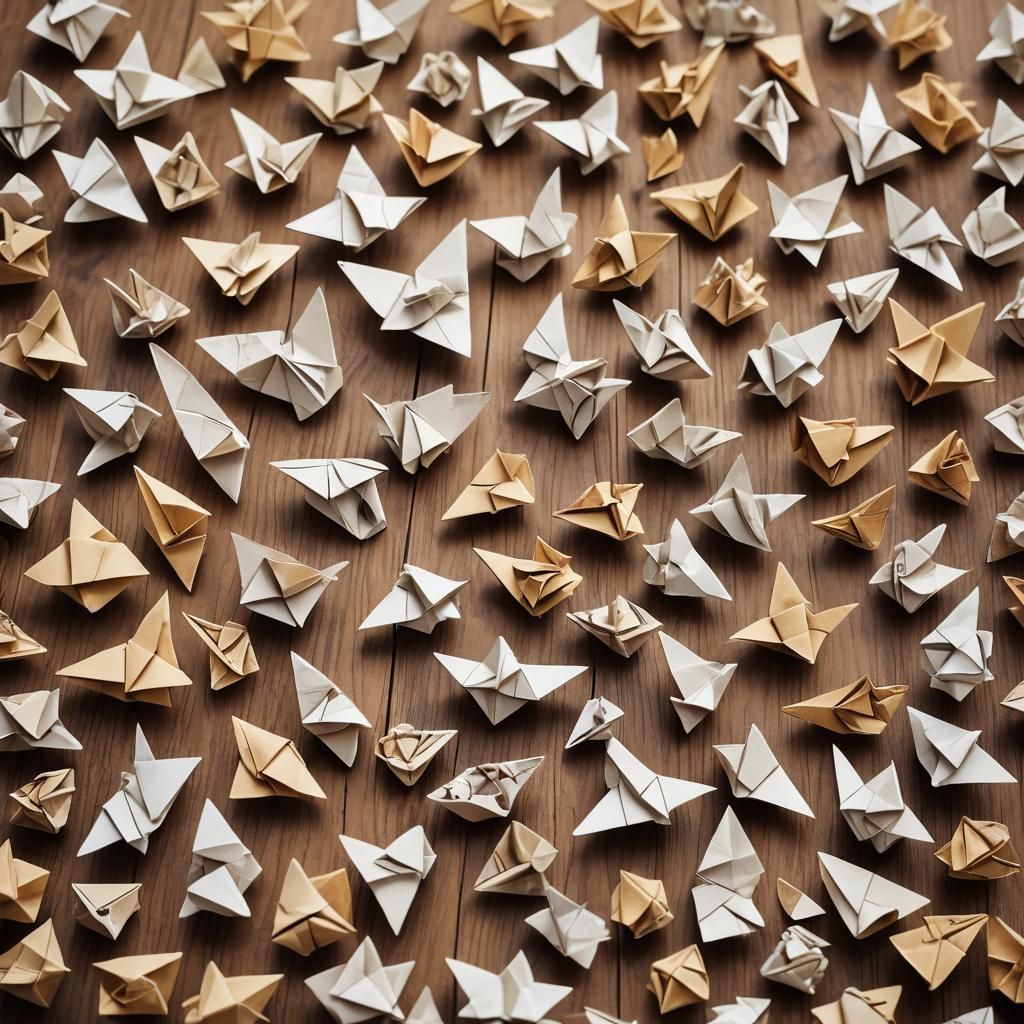 Intricate Origami Papercraft Gods in Soft Focus