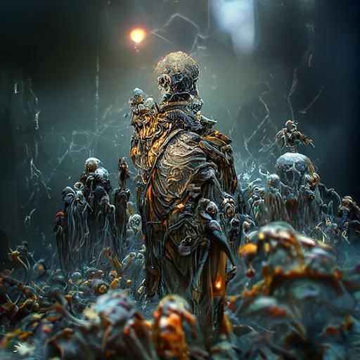 Lone Man vs Zombie Horde, Dark Fantasy Art