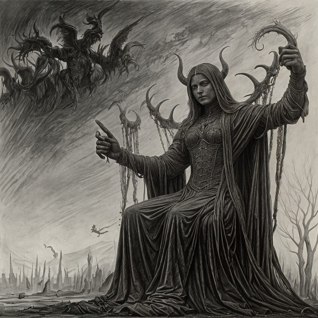 Nightmarish Hellish Fairground by Leonardo da Vinci Style