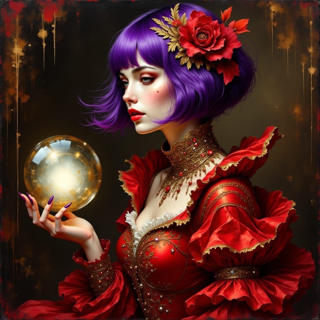 Baroque Fantasy Portrait of Woman with Glass Ball
