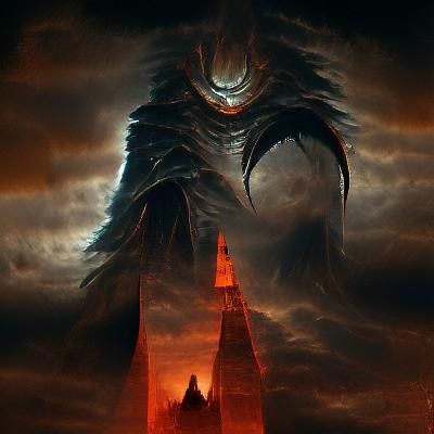 Sinister Sauron Portrait in Dark Fantasy Style