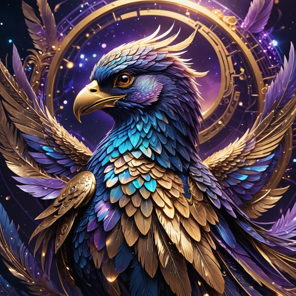Cryptocurrency Bird Fantasy Art in Digital Style