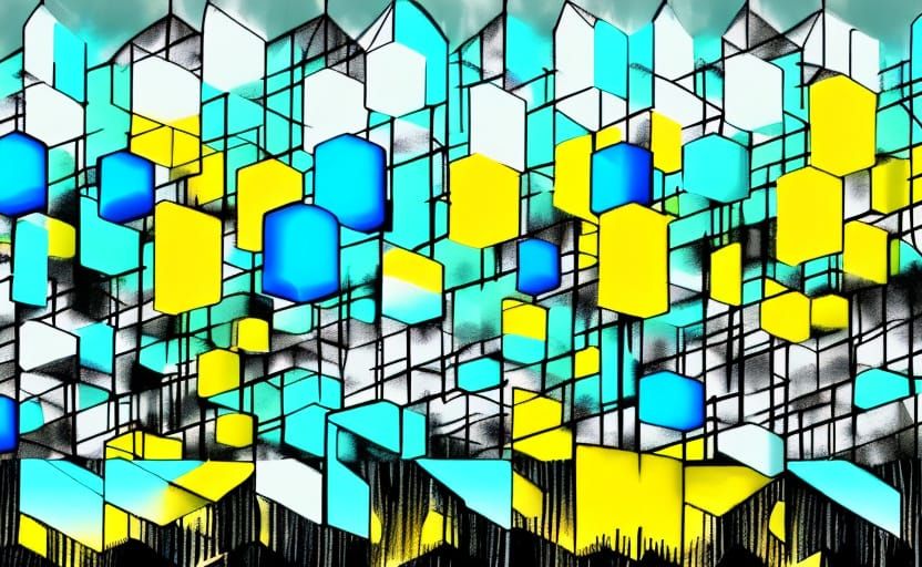 Abstract Winter Forest Colorfield Painting