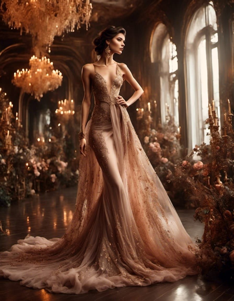 embroidered diaphanous dress