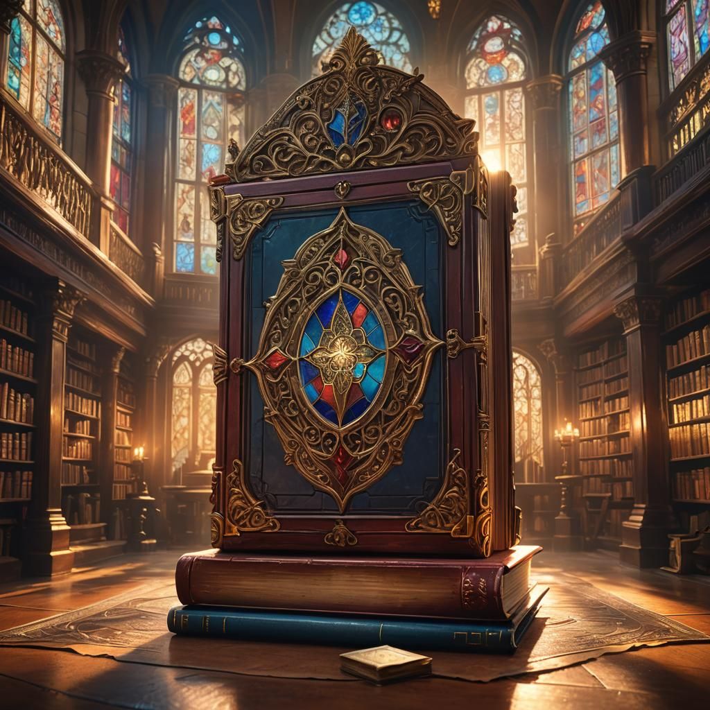Mystical Library: Vintage Book in Golden Hour Light