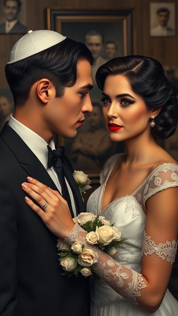 Surreal 1940s Jewish Wedding in Luxury Parlor Setting