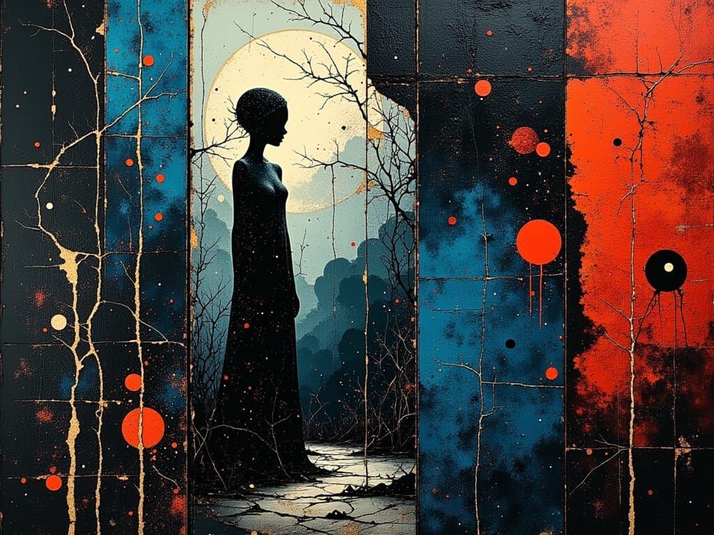 Barbed-Wire Figure in a Surreal Thorn Maze