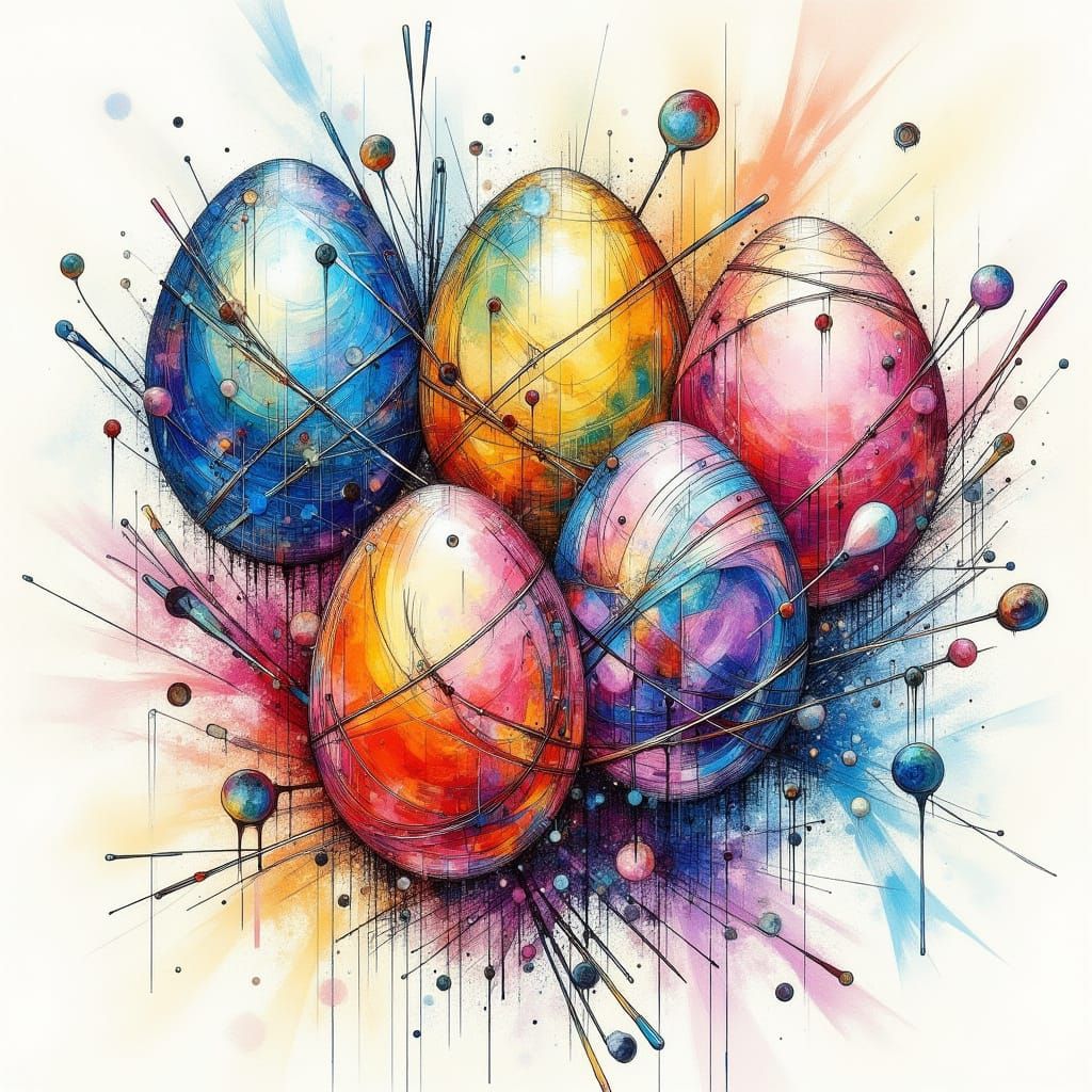 Vibrant Surrealist Easter Eggs in Swirling Patterns and Colo...
