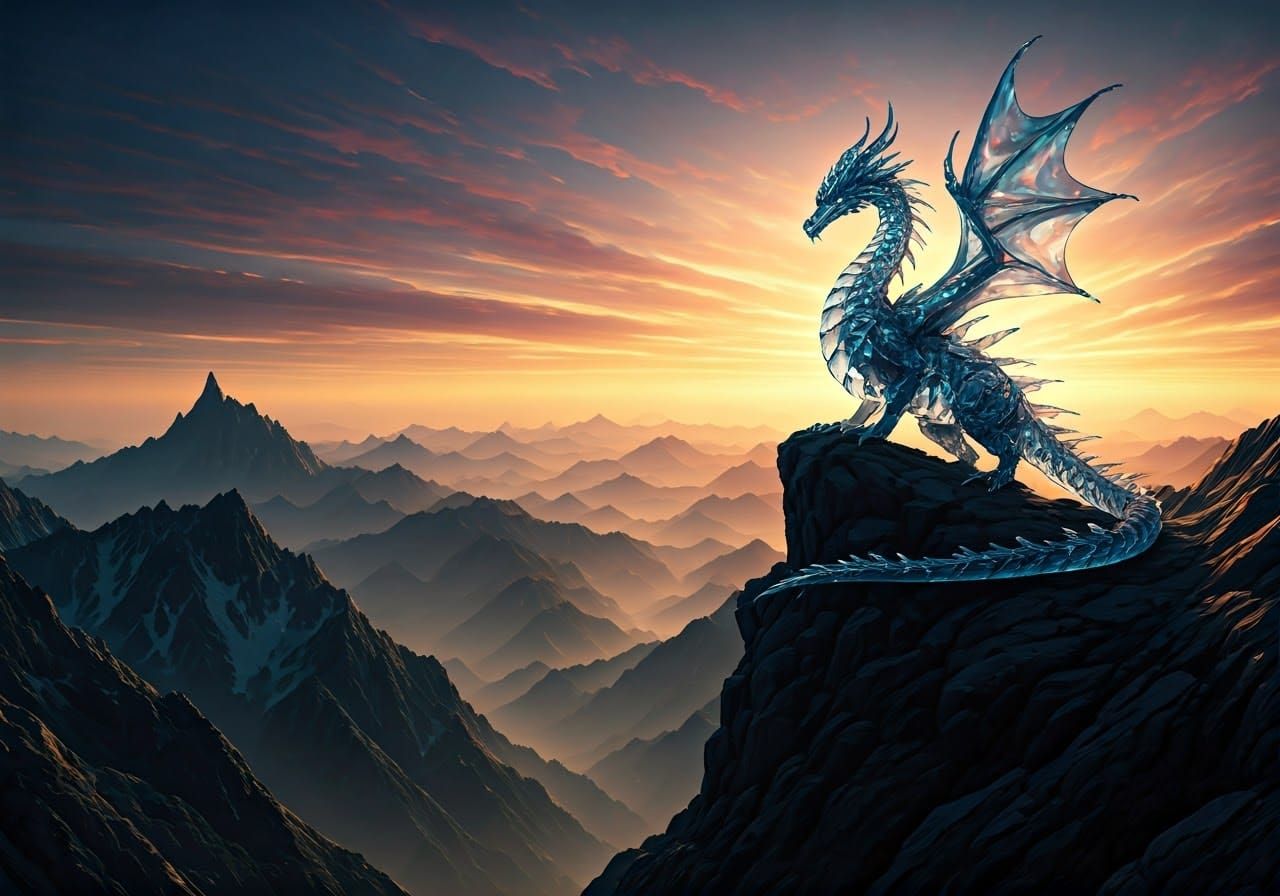 Epic Crystal Dragon Dominates Dramatic Skies in Cinematic Di...