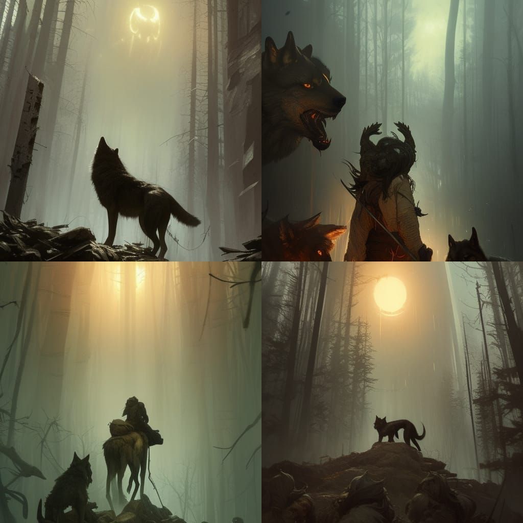 Wolves in Dark Fantasy Style
