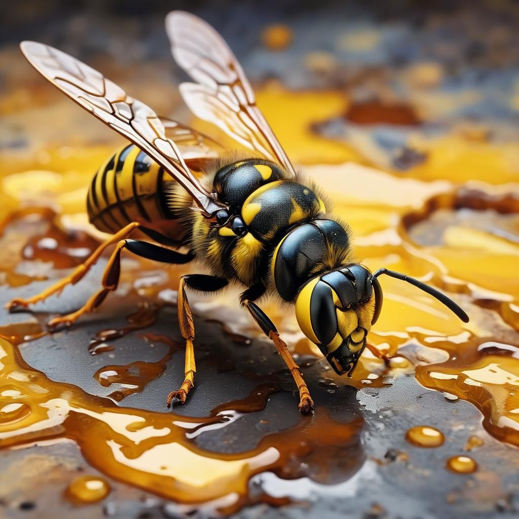 Wasp on Honey: A Gouache Maximalist Painting
