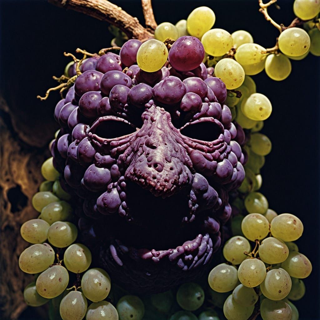 Ethereal Grape Mask Swims in Wine Vortex