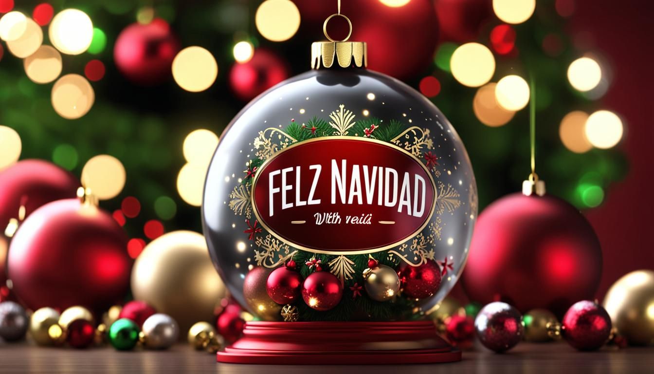 Feliz Navidad Glass Ornament with Christmas Decorations