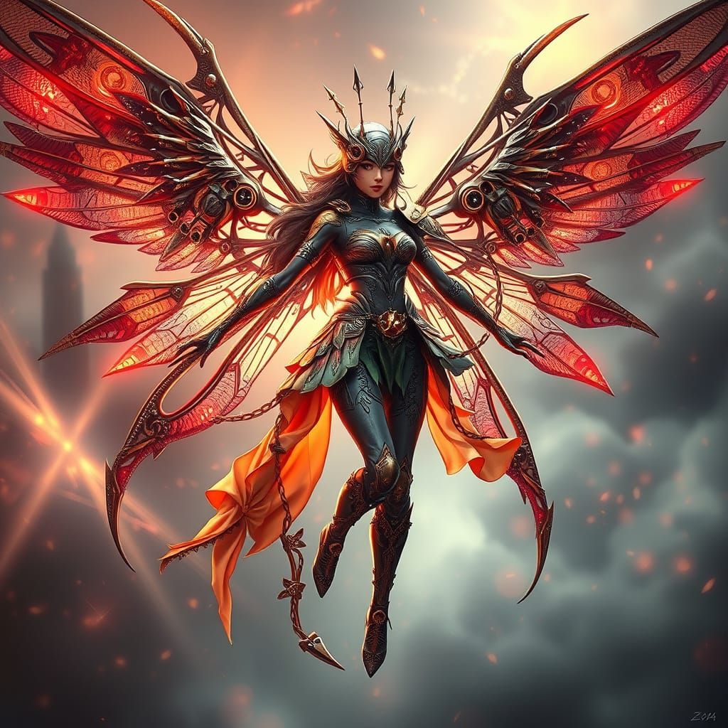 Steampunk Fairy in a Mechanical Dreamscape