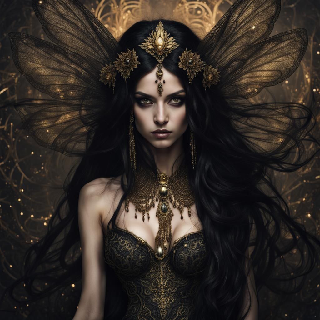 Detailed Portrait of Sinister Dark Fairy Goddess