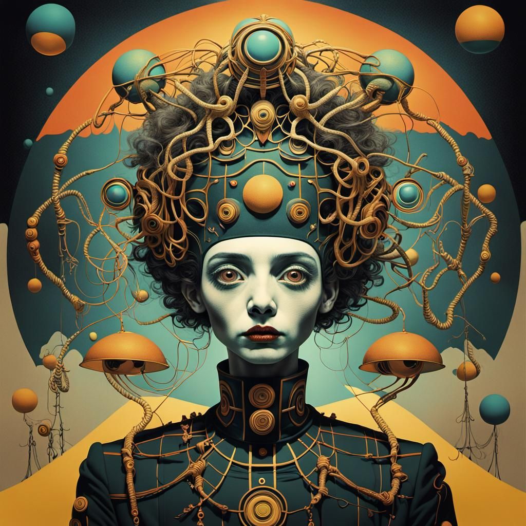 Surreal Pop Art Anthropomorphic Character in Bauhaus Style