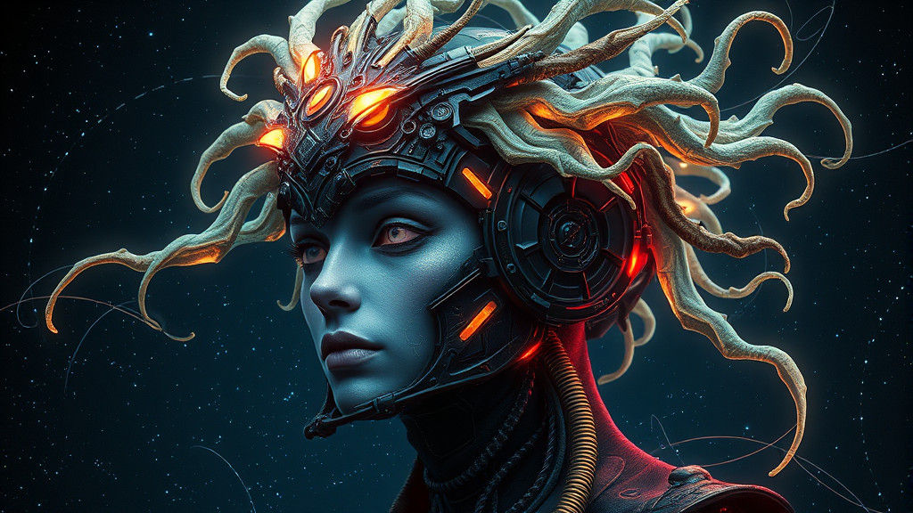 Mysterious Proxima Centauri Being in Art Nouveau Style