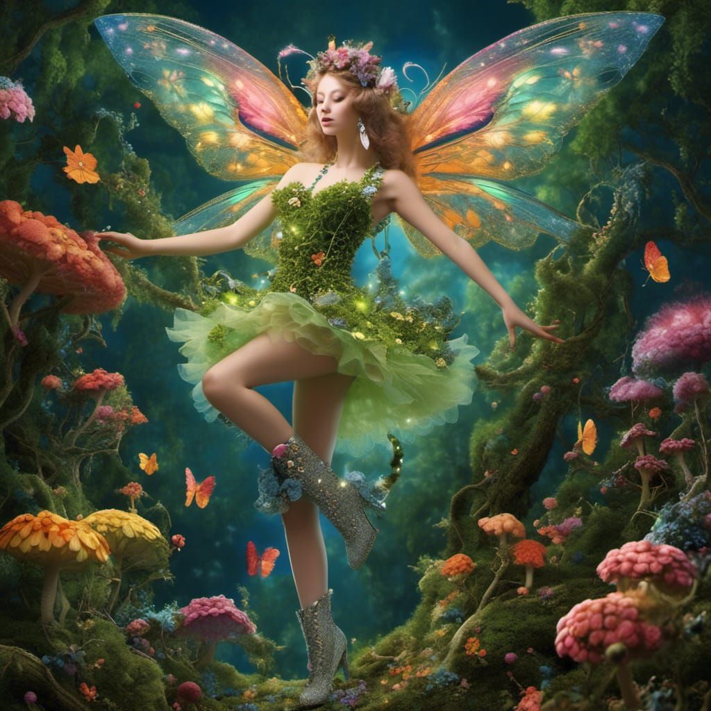 Fairy Dancing Under Harvest Moon: Detailed Concept Art