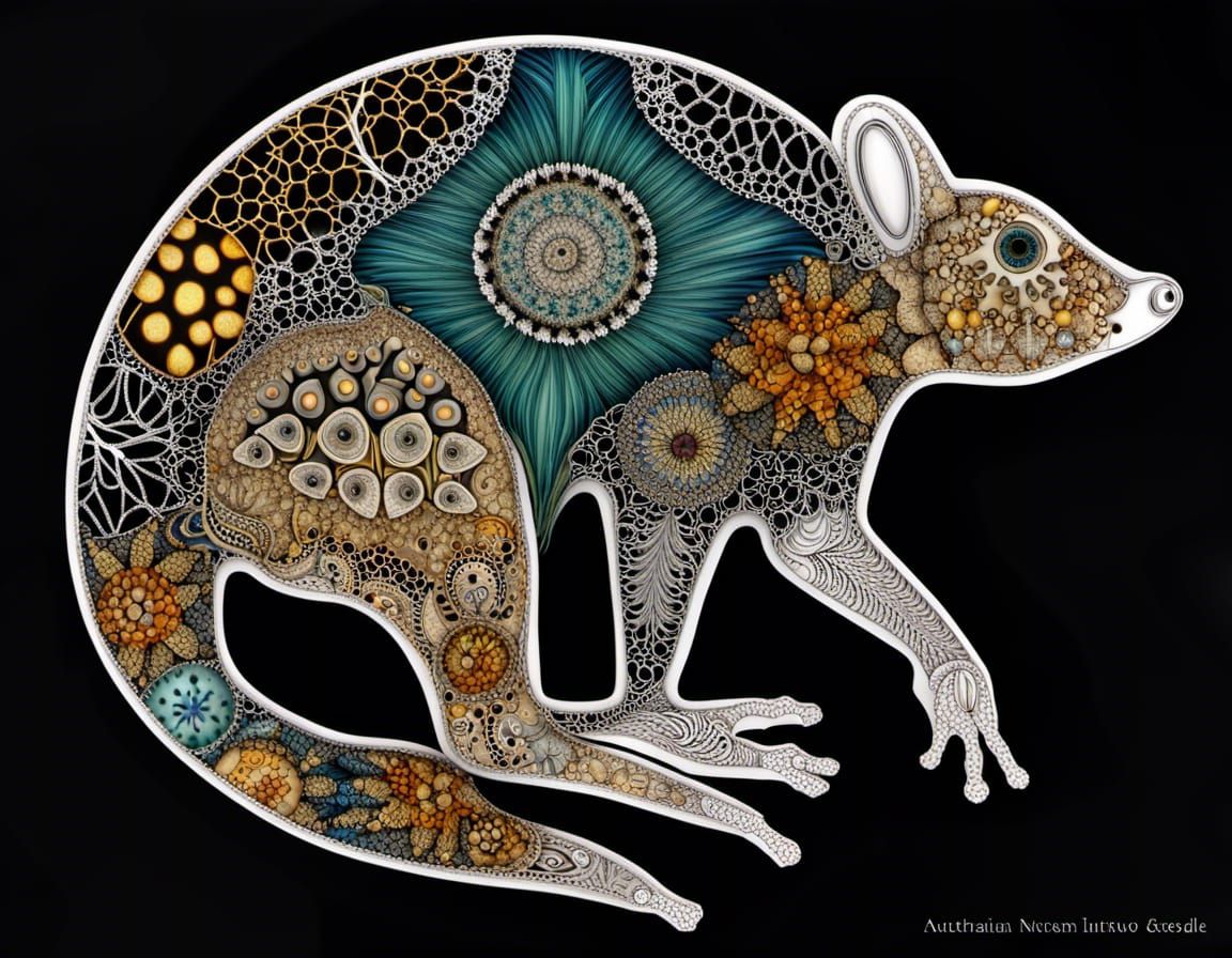 Australian Fauna with Celtic and Quantum Zentangle Designs
