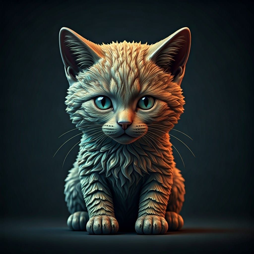 Bismuth Crystal Kitten: A Surreal Mineral Fantasy