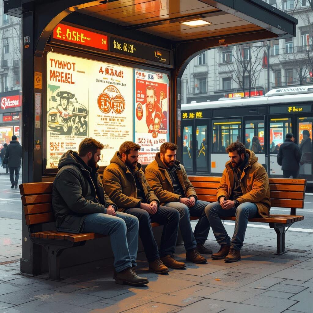 Cozy Shelter Scene in Retro-Futuristic Style