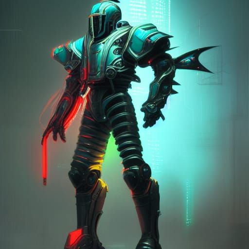 Cyberpunk Neon Knight Concept Art